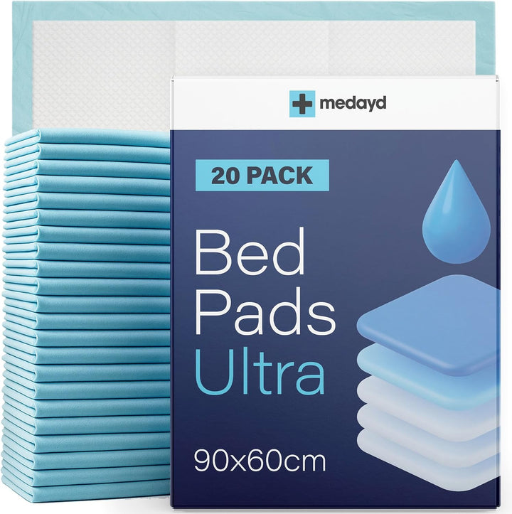 20 X  Incontinence Bed Pads 90 X 60Cm | Extra Large Disposable Incontinence Pads | Ultimate Absorbency Incontinence Bed Sheets for Adults, Children & Babies | 1,200ML Capacity | CE Certified
