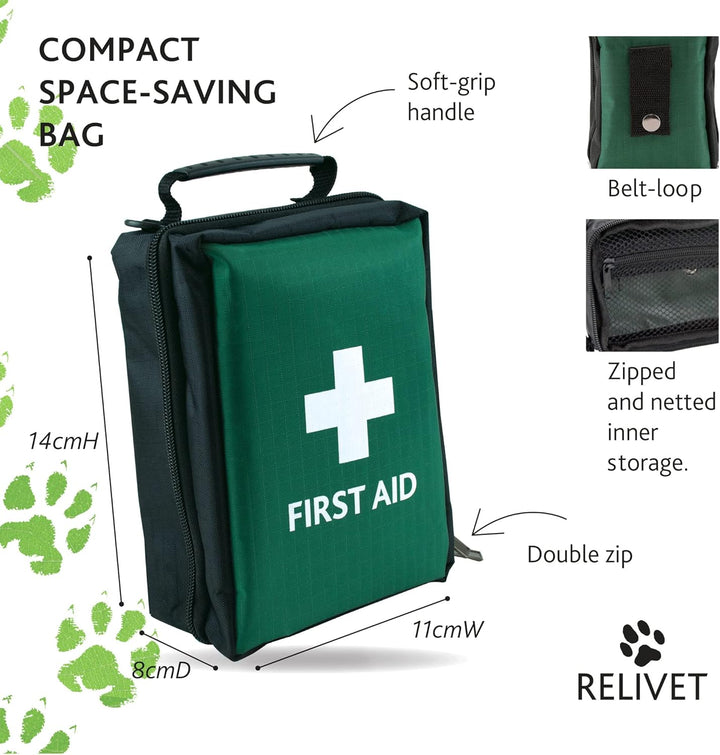 Pet First Aid Kit - Essential Care for Dogs and Cats, Ideal for Travel, Camping, Home Use, Includes Saline, Bandages, Durable Rip-Stop Fabric Bag, 1 Kit