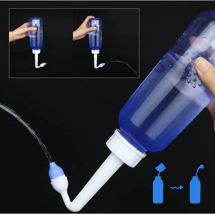 40 Nasal Rinse Mix + Neti Pot | Nose Wash Bottle 300Ml Sinus Rinse Bottle with Nasal Wash Salt + Nasal Spray with Waterproof Storage Bag