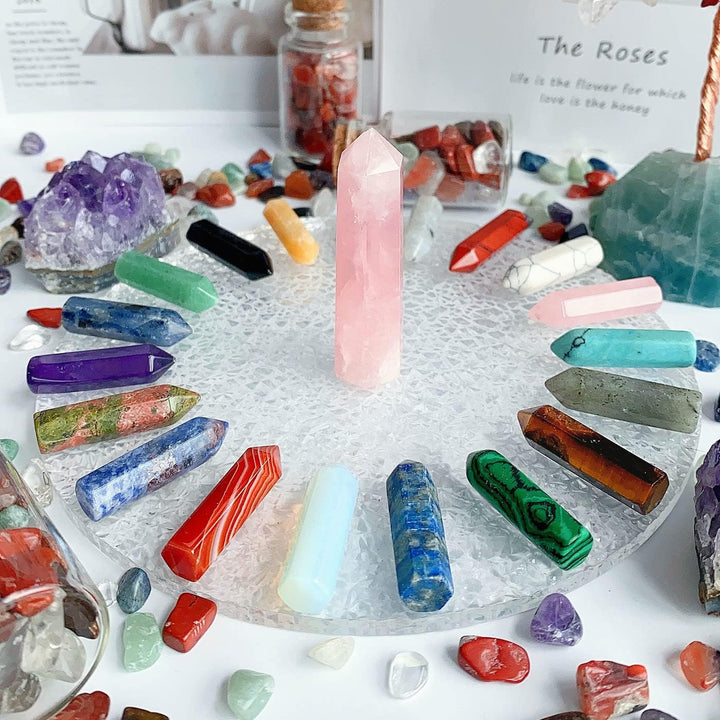 20 Pcs Healing Crystals Set Crystals Gemstones Wands Bulk Crystal Gifts Reiki Polished Stones Crystal Points Assorted Crystals for Beginners Collection