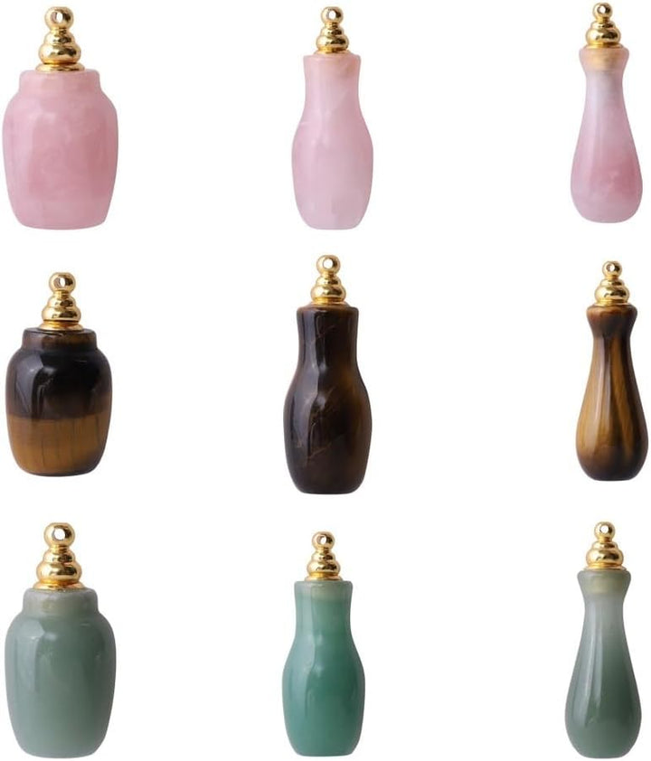 Crystal Semi-Precious Stone Perfume Bottle - Essential Oil Aromatherapy Pendant Accessory