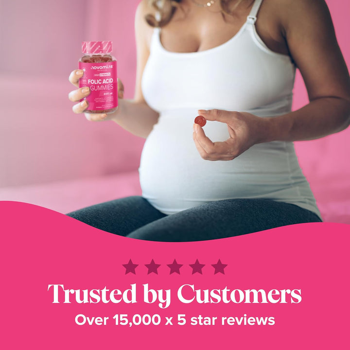 Folic Acid Gummies - 3 Month Supply of Folic Acid - High Strength 400 MCG - Prenatal Pregnancy Gummies Health & Maternal Tissue Growth during Pregnancy -