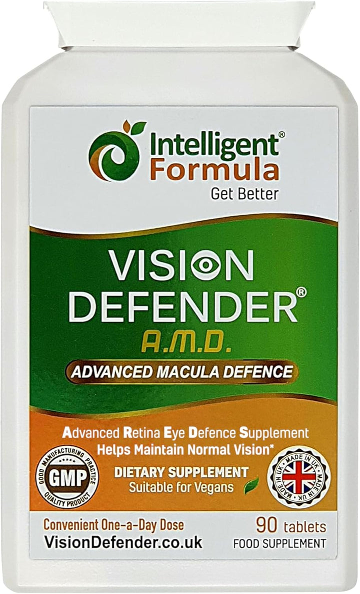 AREDS2 VISION DEFENDER AMD Supplement: Lutein, Zeaxanthin, Zinc, Vitamin E – AREDS 2 Eye Vitamins, Minerals, Nutrients for Eyes. 3 Months Supply (90 Tablets) One-A-Day Vegan Eye Supplement. Made in UK