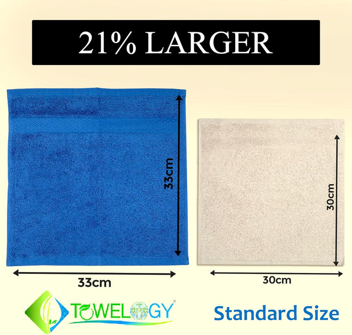 ® Cotton Face Cloths - Super Soft, Ultra Absorbent & Non Abrasive Flannel Wash Cloths - Luxuriously Plush and Large 33X33Cm Face Towels for Ultimate Luxury (Royal Blue)