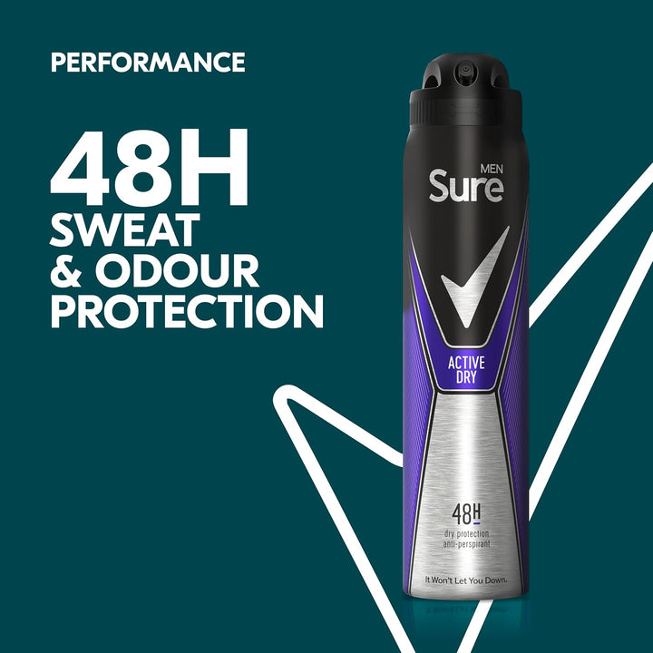 Men Active Dry Anti-Perspirant Aerosol Men'S Deodorant Spray with Motionsense Technology for 48 Hour Protection against Sweat and Odour 6X 150 Ml