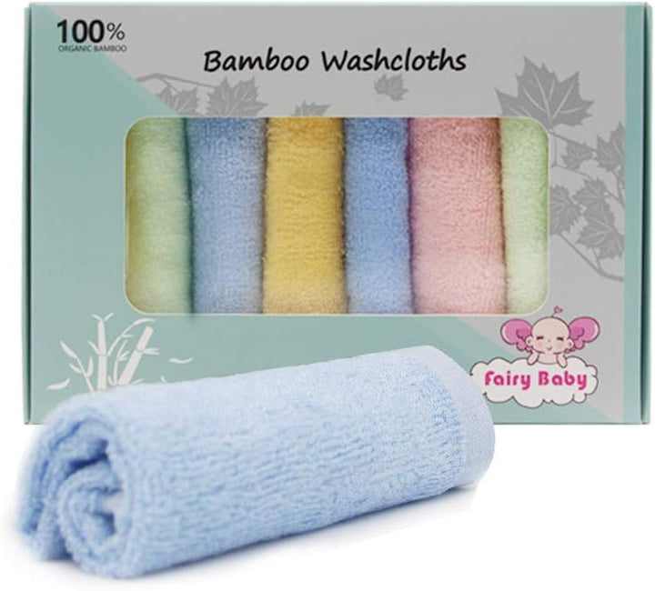 Baby Washcloths 100% Organic Bamboo Bath Washcloth Reusable Face Towels Anti-Bacterial Soft Towel Set Perfect for Newborn(5 Pack)