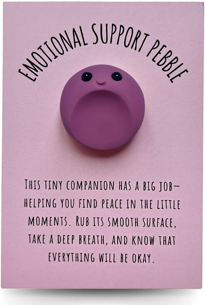 Emotional Support Pebble | Charming Handmade Worry Stone Age 5+, Cute Pocket Hug Gift | Anxiety Relief for Kids & Adults | Crafted in the UK - Mental Health Gifts to Bring Peace - Purple Swirl