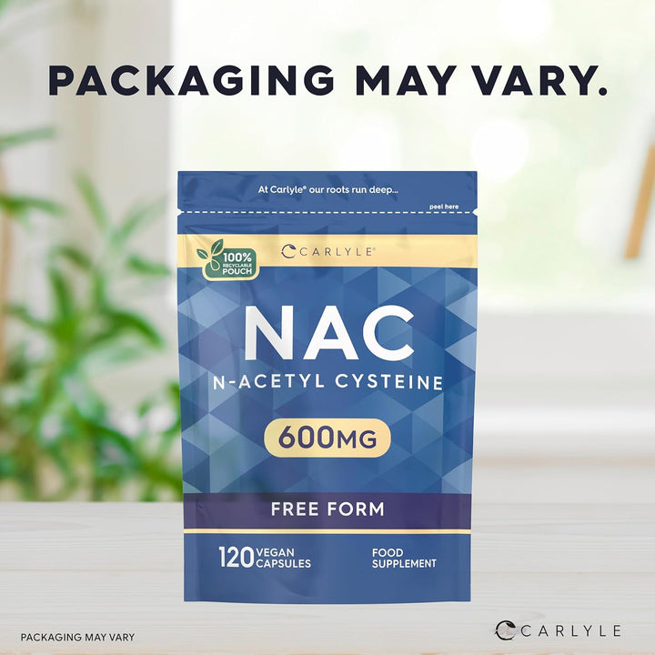NAC Supplement N-Acetyl-Cysteine 600Mg | 120 Vegan Capsules of Nac N-Acetyl-Cysteine | Amino Acid Free Form Formula | by