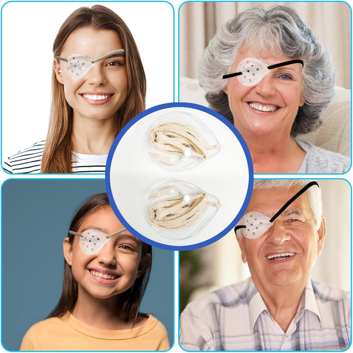 2Pcs Eye Shield after Cataract Surgery, Clear Eye Patch Plastic Eye Shield with Extended Elastic Strap Longer & Wider for Adults Eye Protective after Cataract Surgery(Beige)