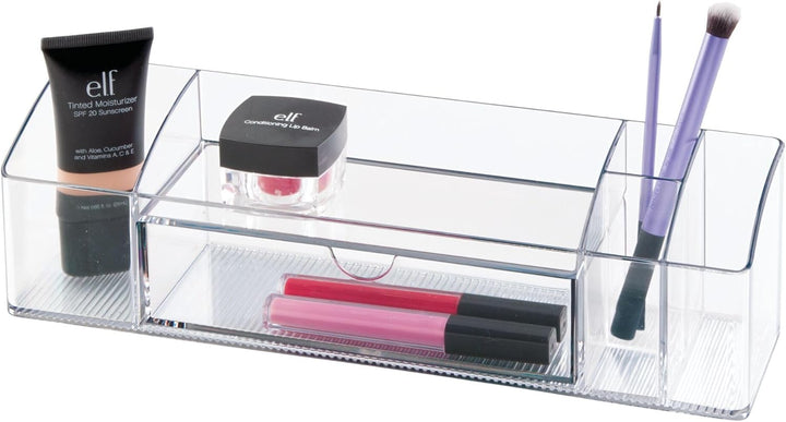 Idesign Medicine Storage Box for Bathroom and Medicine Cabinet, Small Plastic Bathroom Storage with 7 Compartments, Practical Make up Organiser for Bathroom Accessories, Clear