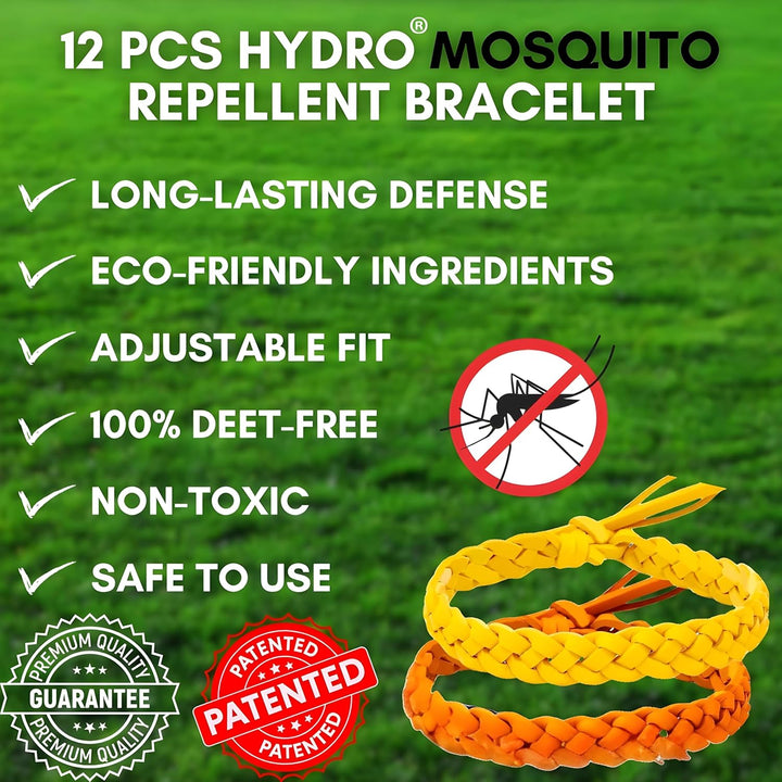 Mosquito Repellent Bracelet 12 Pcs, Adjustable Leather Band, Deet Free, Travel Essentials, Insect Repellent Bracelet, 350 Hours Mosquito Repellent Protection Suitable for All Ages.