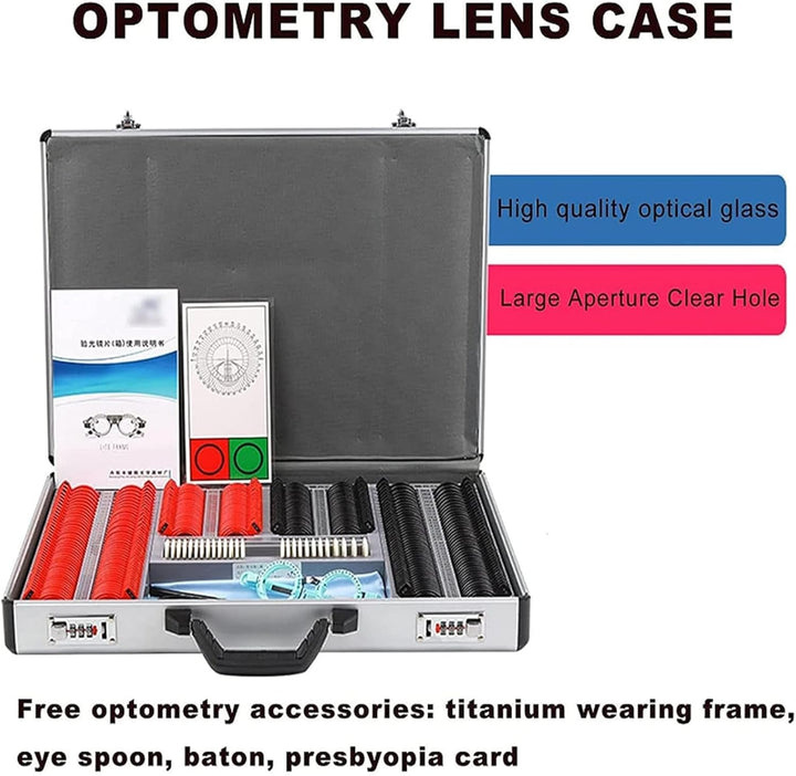 266 Pcs Optical Trial Lens Set Optometry Kit, Plastic Rim Aluminum Case Trial Frame Optometry Optician Test with Trial Frame, Suitable for Optometry and Optician