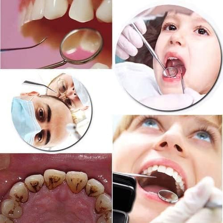 Dental Oral Kit 3 Pcs Mirror Handle and Explorer Hook Pick Double Ended Oral Hygiene Teeth Cleaning Teeth Whitening