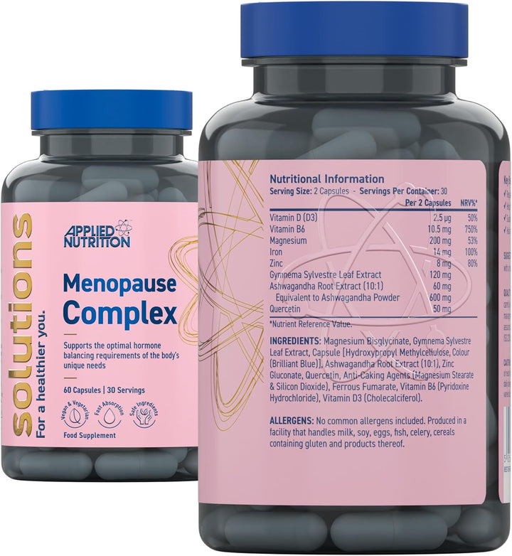 - Solutions - Menopause Complex - Vegan Capsules with Natural Hormonal Support - Best Fatigue Relief - Best Immune Support - Enhances Hormonal Balance - (60 Capsules – 30 Servings)