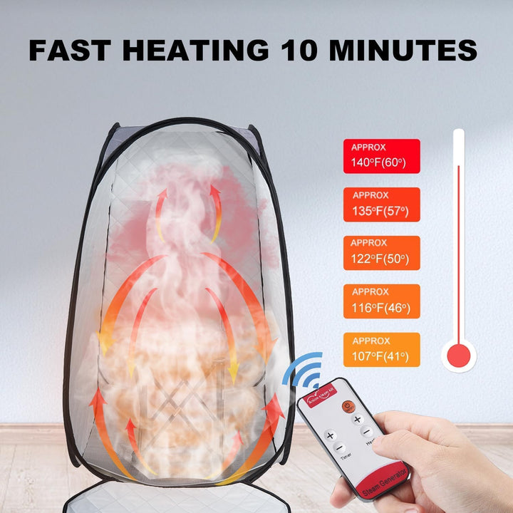 Portable Steam Sauna,Full Size Home Personal Sauna Steam Detox Room with 1000W&2.2L Steam Generator 9 Levels Remote Control, Folding Chair Waterproof Mat