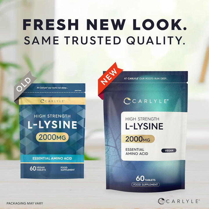 L-Lysine 2000Mg | 60 Tablets | Essential Amino Acid | High Strength Vegan Supplement | by