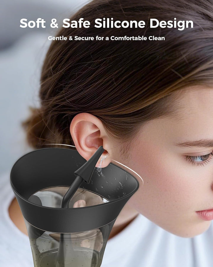 Ear Wax Removal Kit, One-Hand Control Ear Cleaner Earwax Remover, Manual Ear Irrigation Flushing System with 7M Water Pressure & Soft Silicone Tip, Safe Ear Cleaning Tool for Home Use