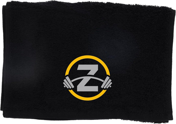 Gym Towel with Monogrammed Embroidery Initial Gift for Men & Women, Training Accessory Gift, Gym Towel Present for Weight Lifting Birthday, Retirement, Christmas - Black, J