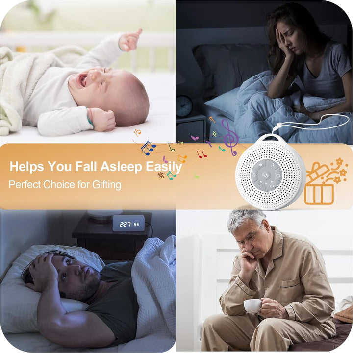 White Noise Machine Baby, Portable White Noise Machine for Adults with 2000Mah Battery, Rain Sound Machine with 21 Soothing Sounds, Sound Therapy with Timer and Volume Adjustment for Sleeping Nursery