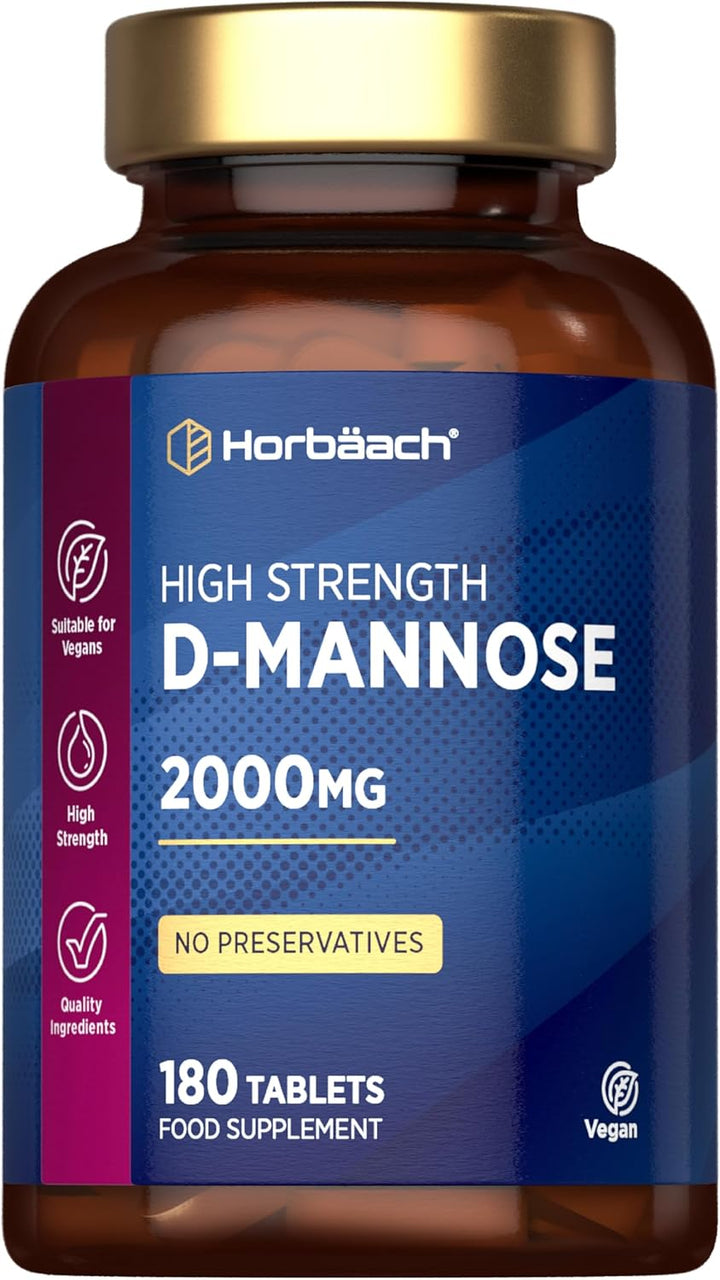 D-Mannose Tablets 2000Mg | 180 Vegan Tablets | High Strength D Mannose Powder Supplement for Men and Women | by