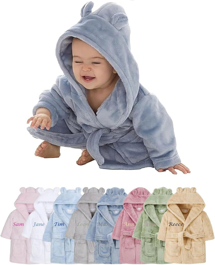 Personalised Baby Dressing Gown Baby Dressing Gown Robe with Teddy Ears Bath Robe Towel Personalised Gifts Girl Boy Clothing