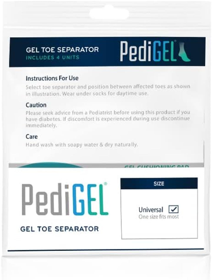Medically Approved Polymer Gel Toe Separator for Overlapping Toes - Universal - 4 Units