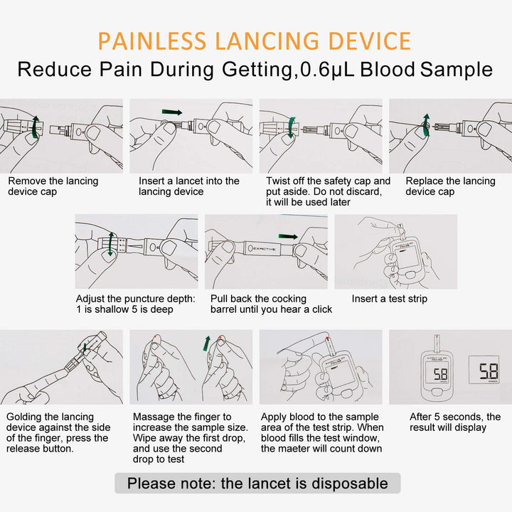 Diabetes Testing Kit Blood Glucose Monitor Meter Blood Sugar Tester with 50 Test Strips and 50 Lancets in Mmol/L by Exactive EQ Impulse in Mmol/L