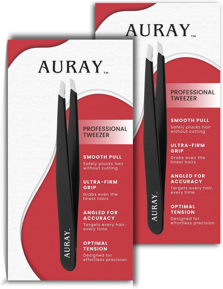 Eyebrow Tweezers Women Facial Hair, Stainless Steel Facial Hair Removal Precision Tweezer for Men & Women in Black, Slanted Tip Eyebrow Plucker for Easy Plucking, Professional Tweezers by