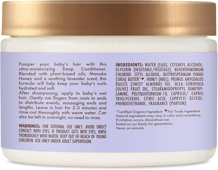 Sheamoisture Baby Deep Conditioner Manuka Honey & Lavender for Delicate Hair and Skin Nighttime Skin and Hair Care Regimen 12 Oz
