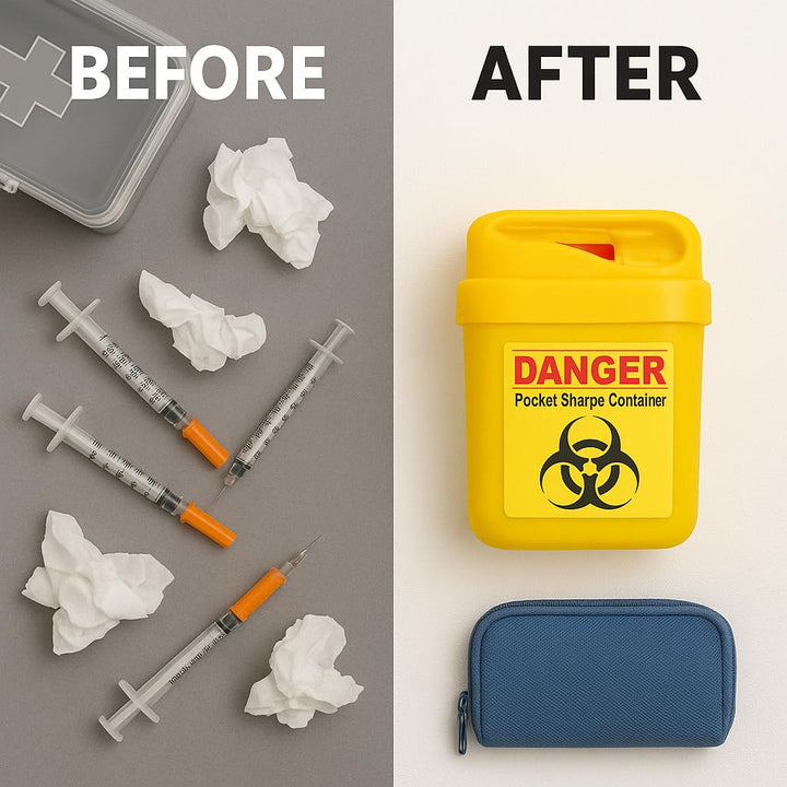 3 X Travel Size Sharps Bin, Disposal Boxes for Diabetic Pen Needles, Blood Lancets & Test Strips - Small Portable Sharps Container for Insulin Ideal for Travel and Daily Personal Use | Sharps Bin 0.2L