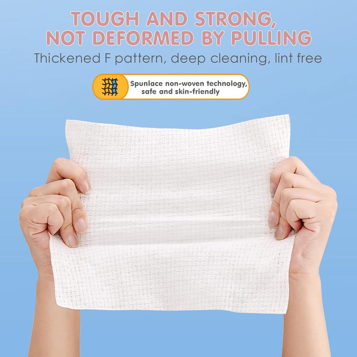 Cotton Tissue - 00% US Cotton Dry Baby Wipes, Soft Disposable Face Towels for Makeup Removing, Sensitive Skin - Portable (3 Pack, 80 Counts)