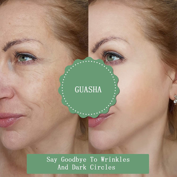 Gua Sha Stone Massage Tool Jade Neck Beauty Slimming Massager for Spa Skin Caring Pain Relief Tool, Face Body Heart Shape (Green 1)