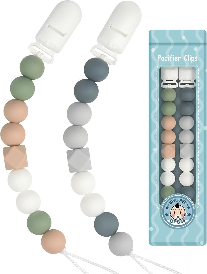 Dummy Clips Boys Girls Silicone Soother Pacifier Chain Flexible Binky Holder Set with Texture for Teething Baby Unisex Newborn Dummies 1-Piece Design(Quartz Pink)