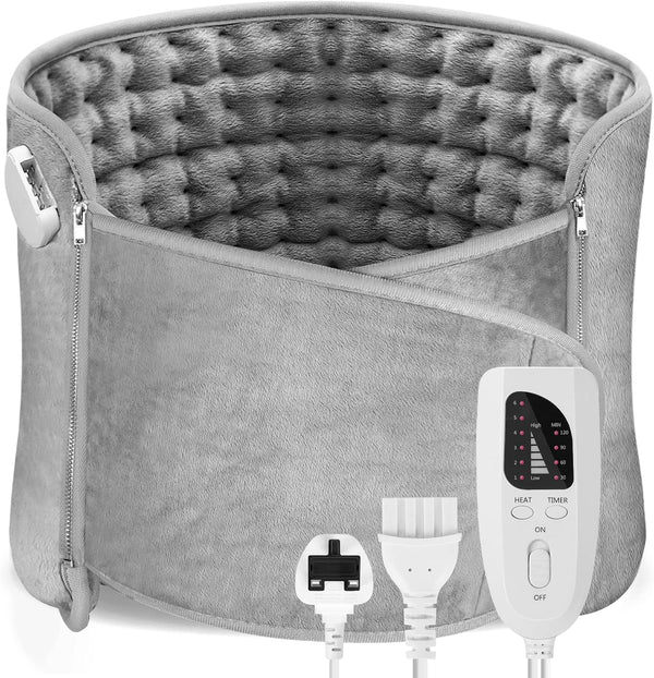 Heat Pads for Back Pain Relief,  Soft Heating Pad with Auto Shut off and 6 Heat Level Settings, Detachable Heat Pad with Zipper Hook and Loop Fastener, Machine Washable, 12" X 48"