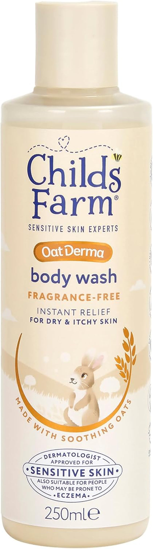 Oatderma Body Wash, Fragrance Free, Soothing Face Bath Shower Gel, Sensitive Skin Soap, Baby Kids, 250Ml