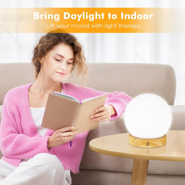 Sad Lamp, 10,000 Lux Sad Light Therapy Lamp with 360° Effective Field, Uv-Free Sun Light with Remote Control, Adjustable Colors/Brightness and Timer, for Home/Office
