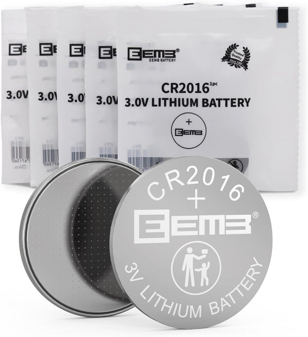 5 PACK CR2016 Battery Cell 3V Lithium Mercury Free Long Life Strong Power 2016 Coin Button Batteries ECR2016 DL2016 for Electronic Devices, Car Keys,Watch, Household Items