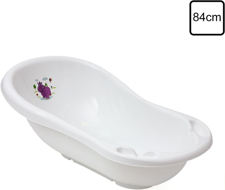 Hippo Ergonomic Baby Bath, from 0 to Approx. 12 Months, 84 Cm, Wiktoria, White