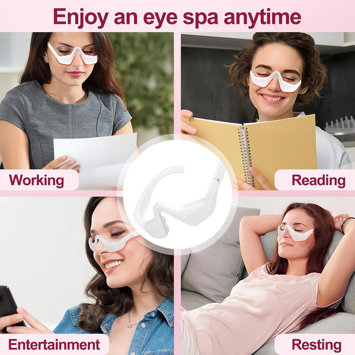Under Eye Red Light Therapy Device, Red Light Therapy Glasses, 4 Modes Microcurrent Eye Massager for Relieve Eye Bags, Reduce Dark Circles and Puffiness