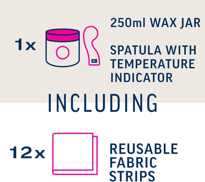 Argan Oil Hot Wax Kit 250 Ml - Sugar Hair Removal, Warm Facial Remover with Strips, Dermatologist-Tested Solution for Smooth Skin