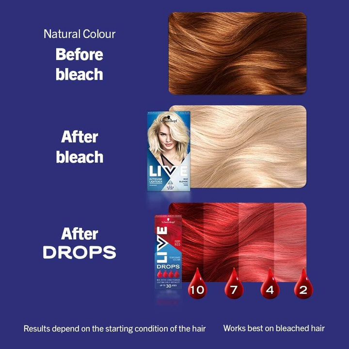 Schwarzkopf  Colour Drops, Vegan, Semi-Permanent, Red Hair Dye, Lasts 2 to 12 Washes, Fiery Red 30 Ml