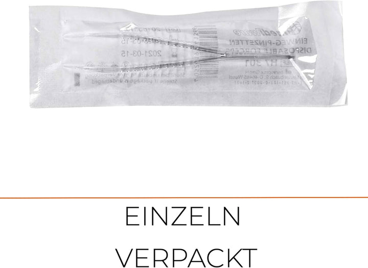 Disposable Tweezers, Sterile Crystal Clear, 125 Mm - Pack of 50 Precise & Hygienic Tweezers for Versatile Use, Disposable Product - Hygiene, Tick Tweezers, Tick Tweezers, Medical Applications
