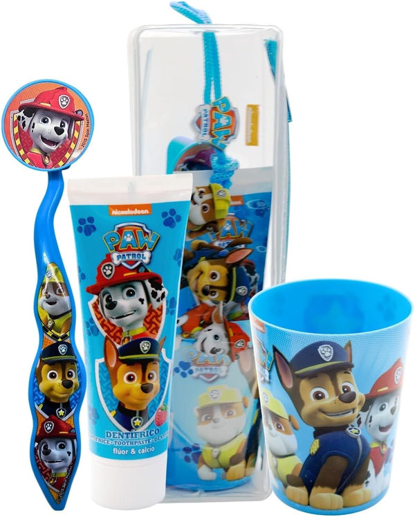 Paw Patrol Kids Toothbrush Set - Soft-Bristle Toothbrush with Protective Cap, Strawberry-Flavoured Toothpaste, and Multi-Purpose Beaker | Travel-Friendly Oral Care Kit for Children Ages 3+