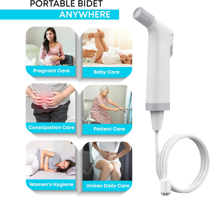 Electric Portable Bidet Sprayer – Integrated Handheld Shattaf with 2.5L Tank, Anti-Misoperation Button, Toilet Spray for Personal Hygiene & Feminine Care (White, 2.5L - JP - 239A)