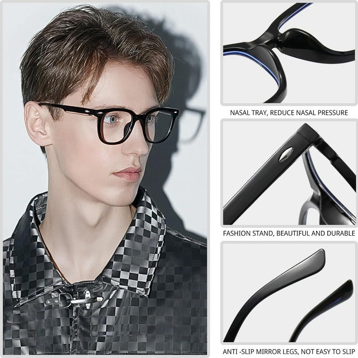 2 Pack Blue Light Blocking Glasses, Reading Glasses for Women Men Slim round Frame Lightweight anti Blue Light Computer Gaming Glasses Reading Glasses anti Glare anti Eyestrain