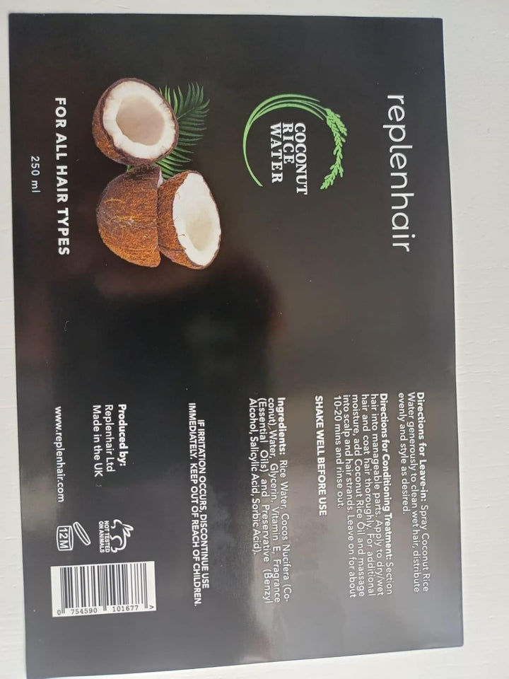 Rice Water Coconut Hair Growth Spray - Leave in Conditioner Infused with Coconut Oil Hair & Essential Oil for Hair Growth, Reduces Hair Fall, Dandruff & & Promotes Thicker Hair - 250Ml