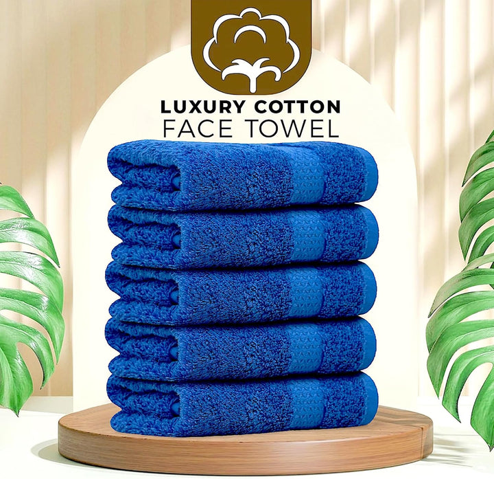 ® Cotton Face Cloths - Super Soft, Ultra Absorbent & Non Abrasive Flannel Wash Cloths - Luxuriously Plush and Large 33X33Cm Face Towels for Ultimate Luxury (Royal Blue)
