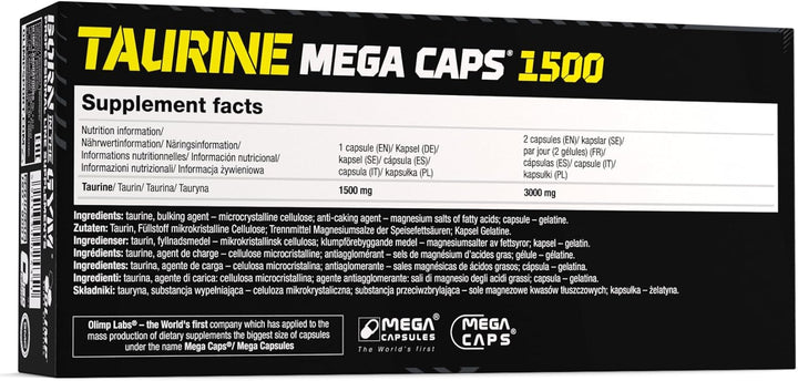 Olimp Labs Taurine Capsules, 1500 Mg, Pack of 120 Mega Capsules