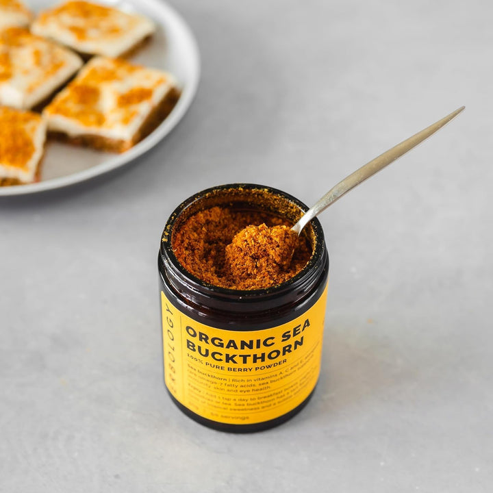 Organic Sea Buckthorn Powder 50G - 50 Servings - Skin Health and Immunity Support - Rich in Omega-7 (6.5%), Vitamin C and Beta-Carotene - Seeds Removed, More Concentrated - Vegan - Gmo-Free