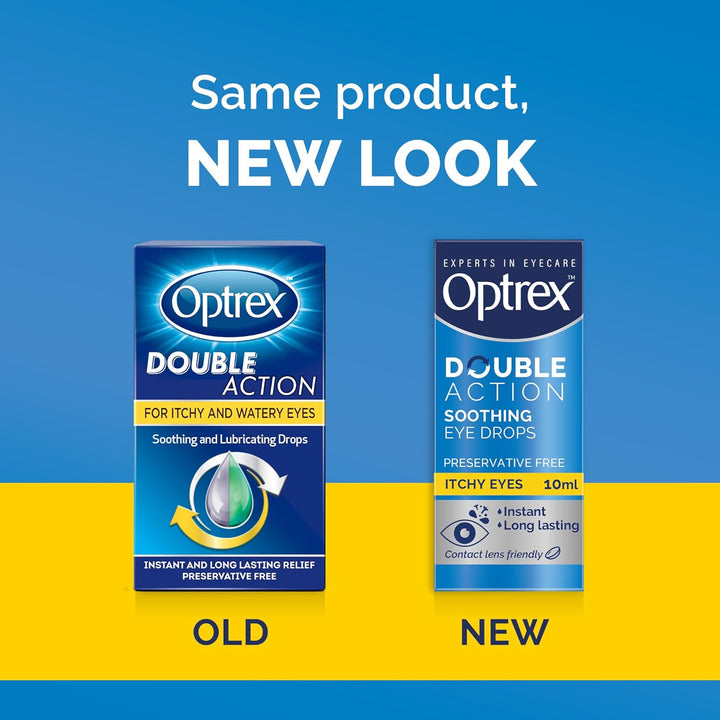 Itchy Eyes, Double Action Soothing Eye Drops, 10Ml, Soothes & Protects, Cools and Relieves, Gets to Work Instantly, on the Go Relief